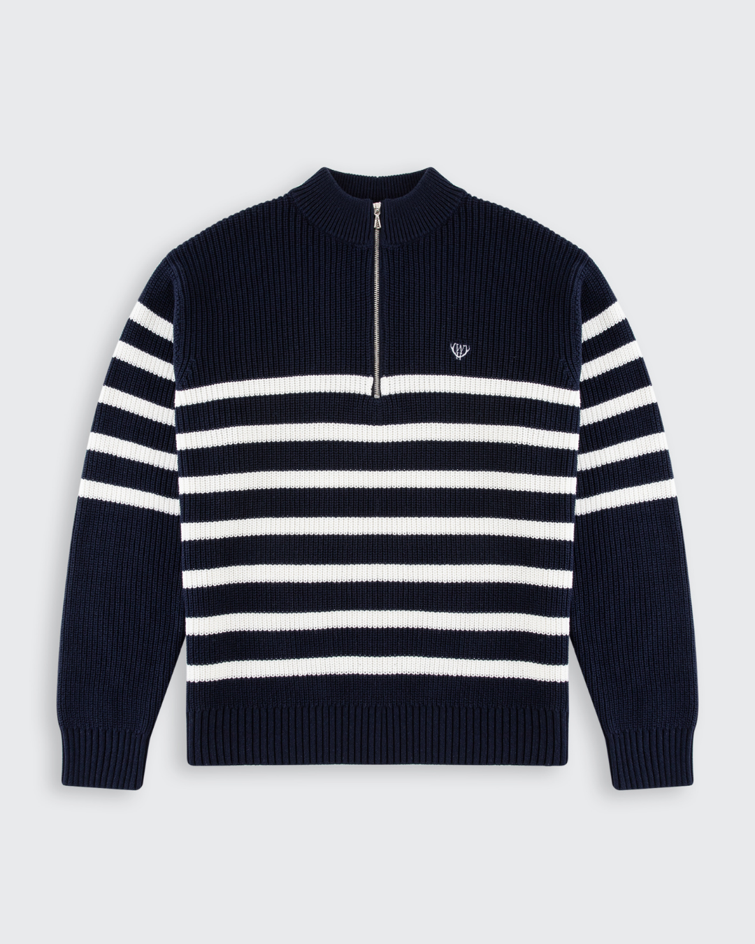 Striped Huxley Quarter Zip - Navy