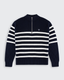 Striped Huxley Quarter Zip - Navy