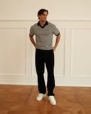 Milton Knitted Polo - Black & Cream