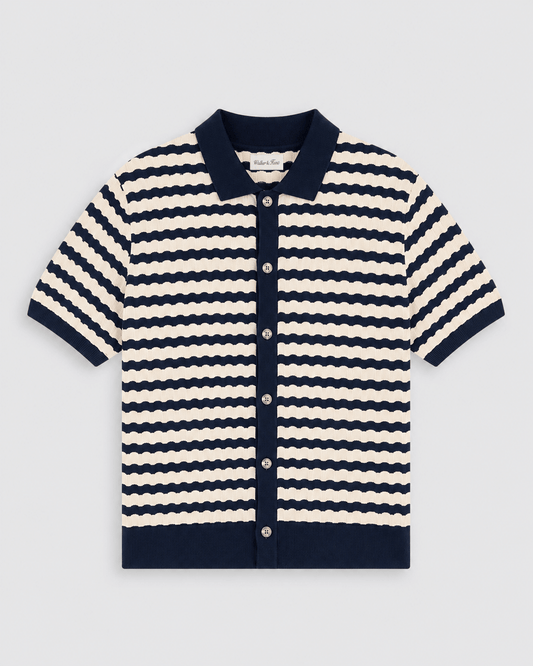 Striped Knitted Shirt - Navy