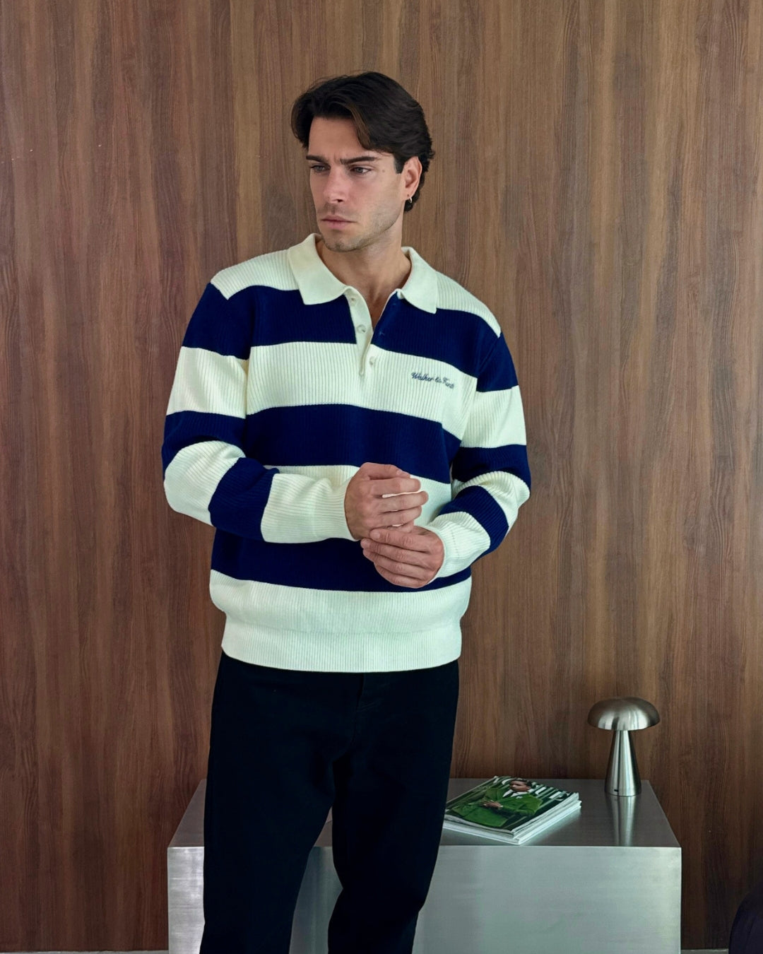 Oversized Lando Knit- Navy & Cream