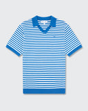 Milton Knitted Polo - Steel & Cream