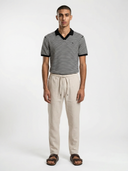 Milton Knitted Polo - Black & Cream