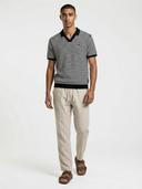 Milton Knitted Polo - Black & Cream