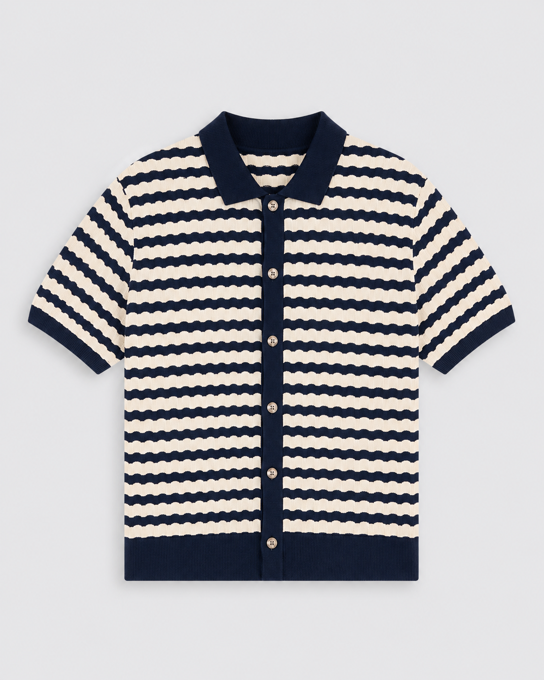 Striped Knitted Shirt - Navy