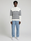 Striped Huxley Quarter Zip - Off White
