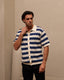 Knitted Shirt- Navy & Cream