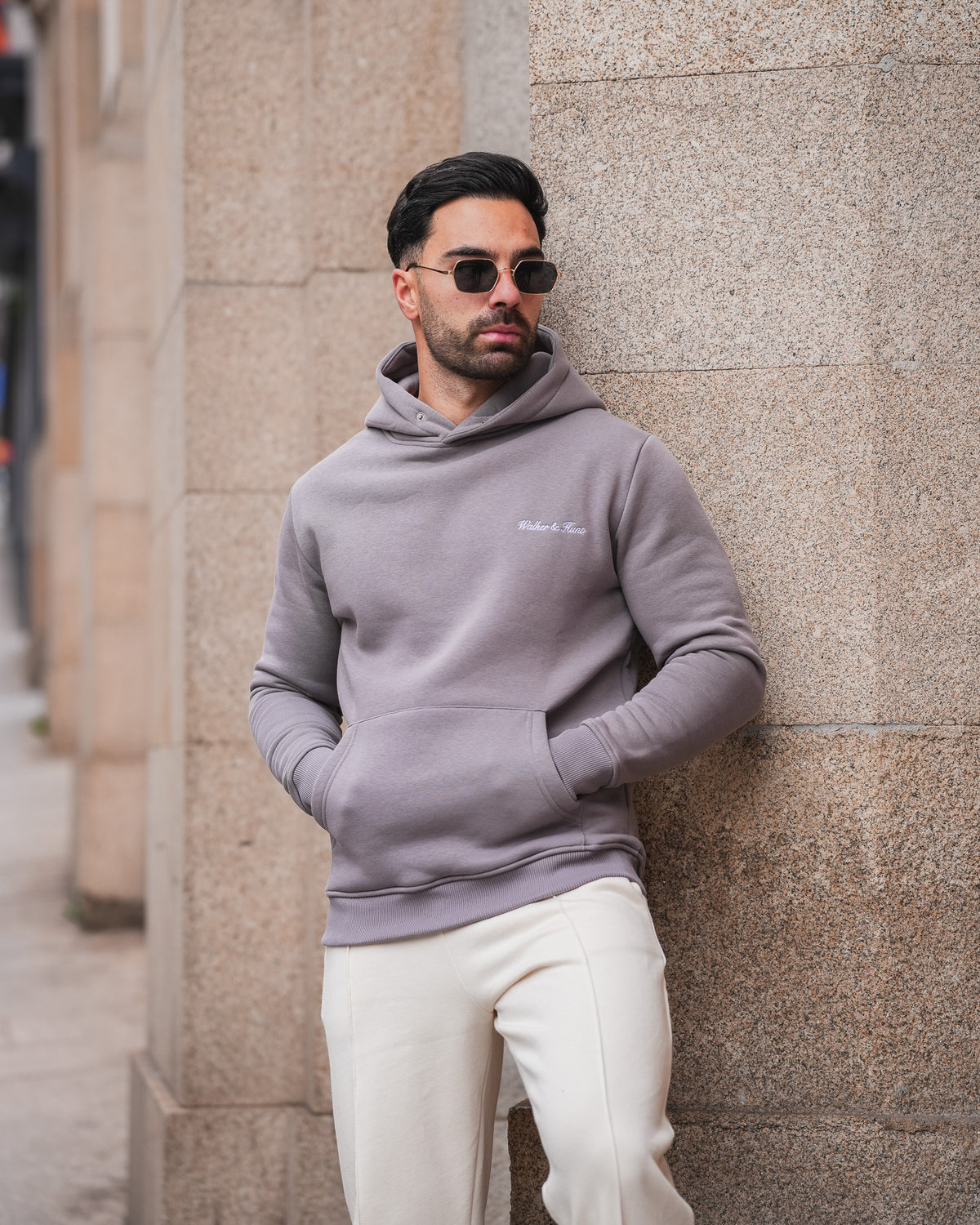 Script Hoodie- Slate Grey