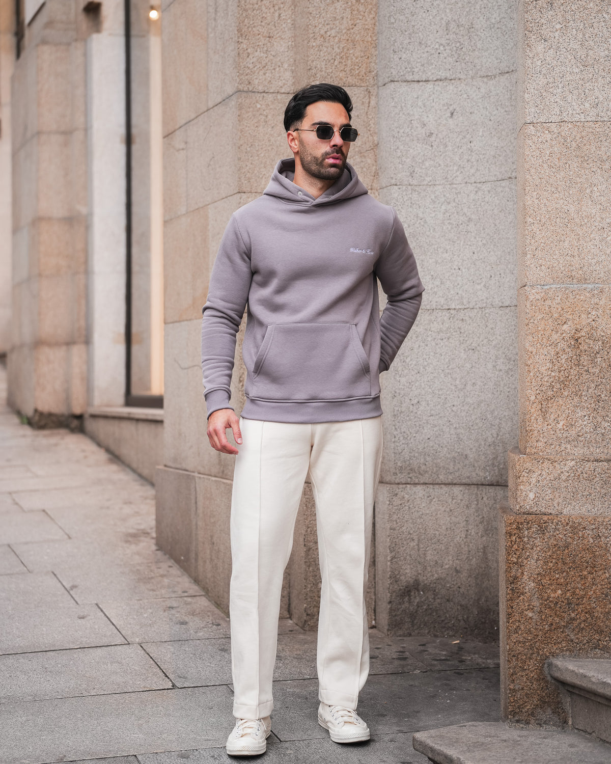 Script Hoodie- Slate Grey