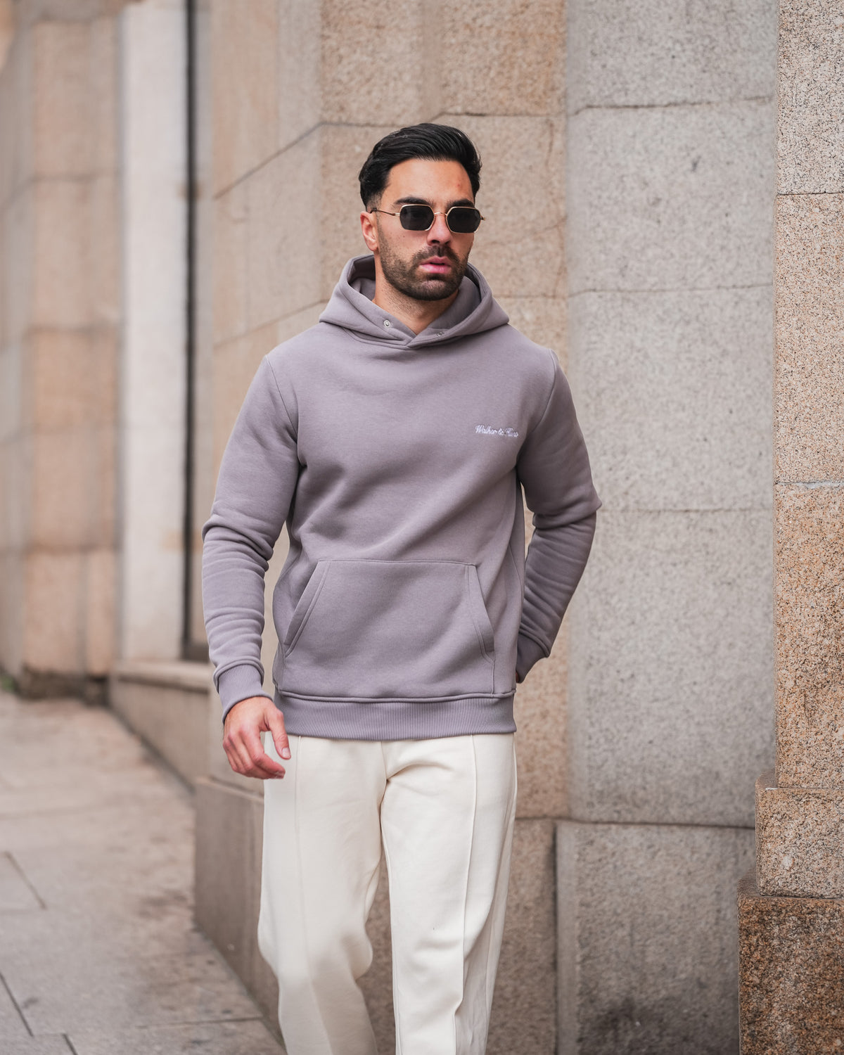 Script Hoodie- Slate Grey