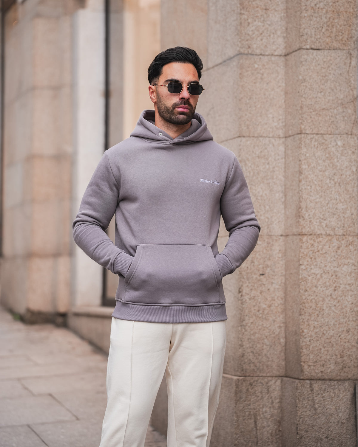 Script Hoodie- Slate Grey