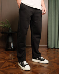 Pleated Track Pants- Black