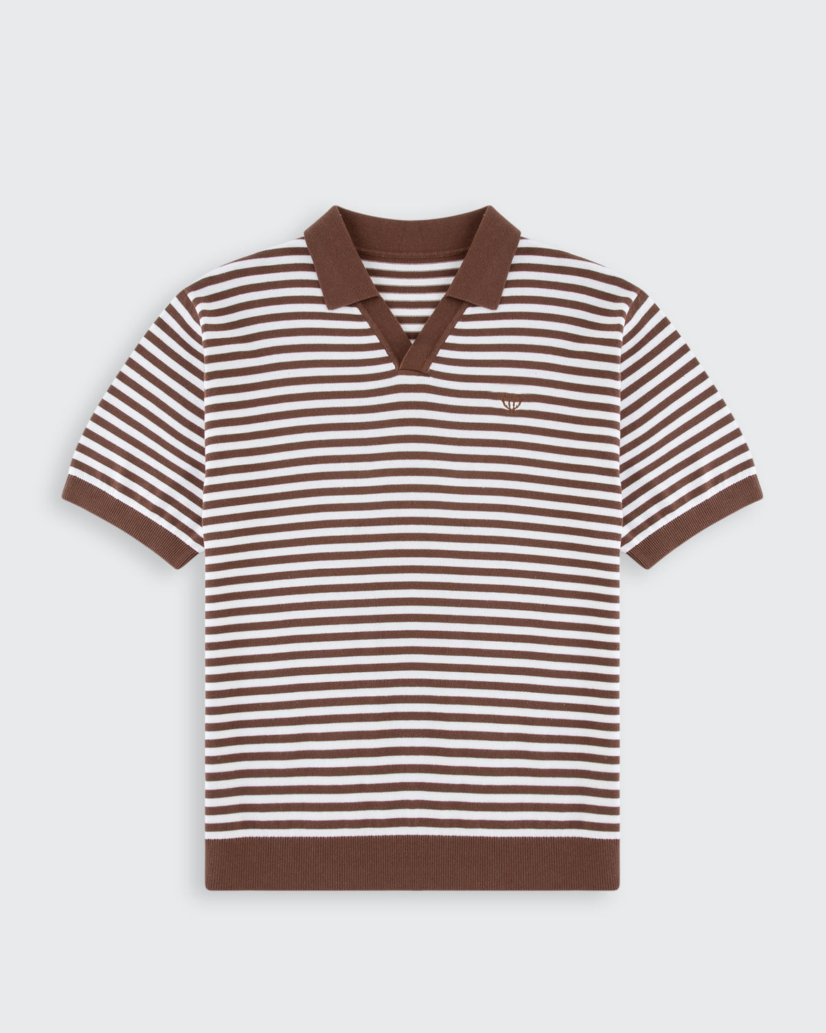 Milton Striped Polo - Mocha & Cream