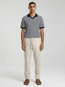 Milton Knitted Polo - Navy & Cream