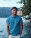 Pique Stretch Polo- Marine Blue