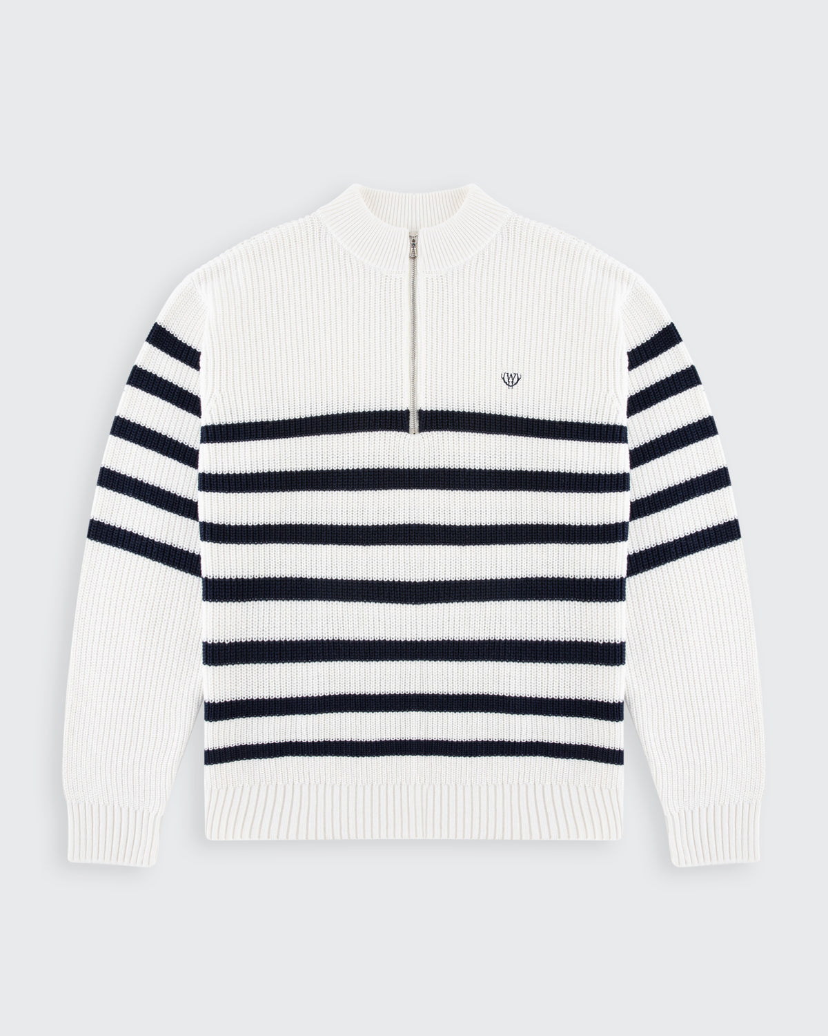 Striped Huxley Quarter Zip - Off White