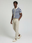 Knitted Shirt- Navy & Cream