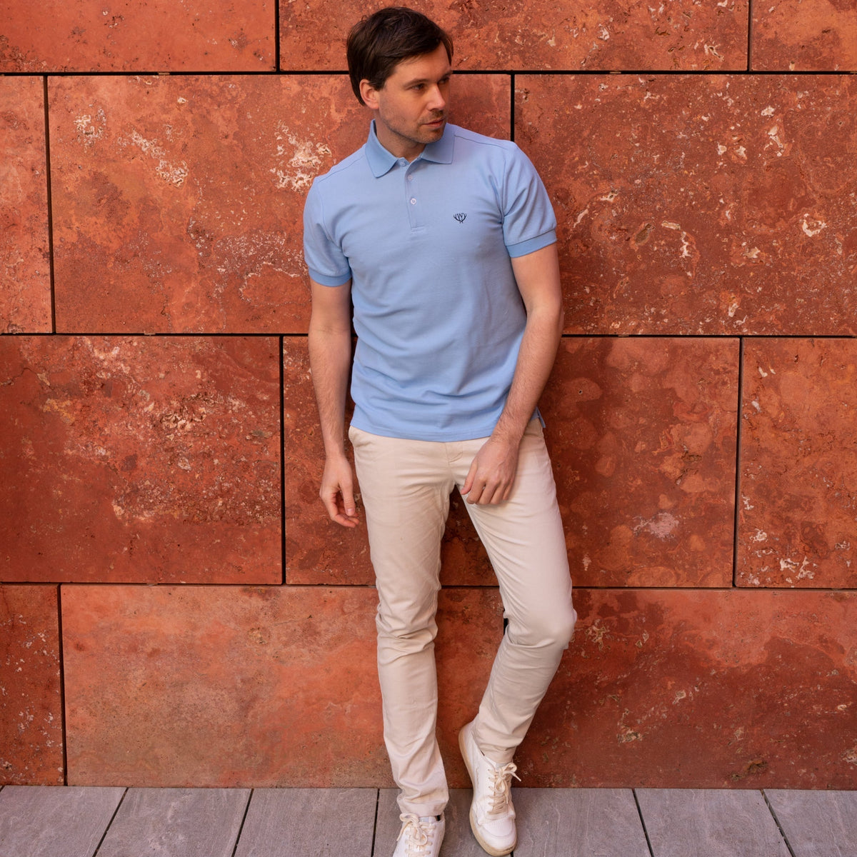 Light Blue Mercer Piqué Polo - Walker & Hunt Polos